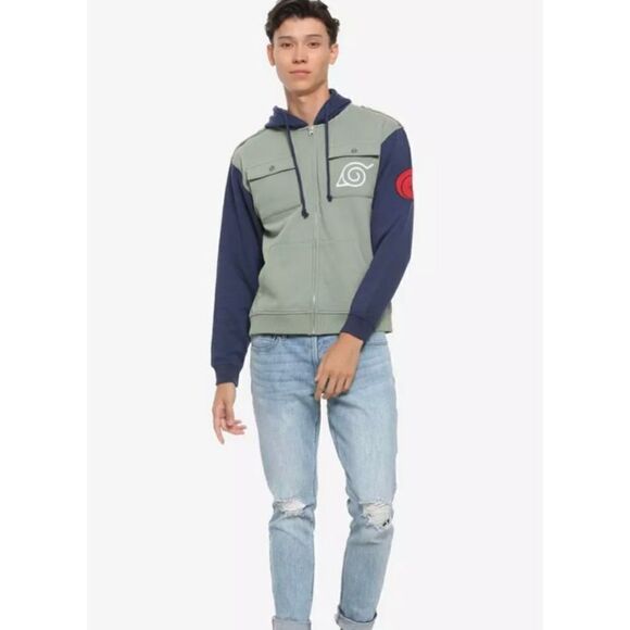 Naruto Shippuden Kakashi cosplay military fleece zip up hoodie sweatshirt S/S - Picture 3 of 11